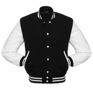 Premium Quality Custom Premium Quality Lettermen Varsity Jackets Black Wool Body Half White Leather Sleeves College Jacket - Product Image 2