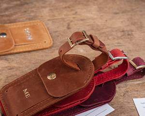 Luxury Custom Genuine Leather Luggage Tags Privacy Flap Travel Bag Tags Suitcase <b>Name</b> <b>Labels</b> Bulk Promo LMP-0295 - Product Image 3