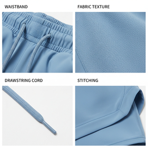 Shorts de Playa para Hombre, Color Azul Claro, de Secado Rápido, con Cordón y Bolsillos, Cintura Media, Tejido de Punto, Spandex, Poliéster, Color Sólido, Corte Corto - Product Image 4