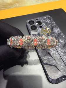 Luxury 10K White <b>Gold</b> IGI Certified Lab Grown Diamond <b>Bangle</b> Bracelet with 72.97 Carats of White and Pink Diamonds - Product Image 5