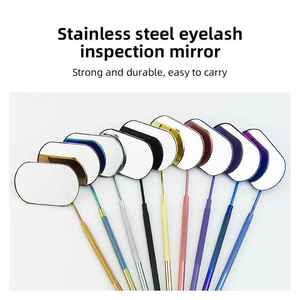 อุปกรณ์ต่อขนตาแบบกำหนดเอง กระจกตรวจสอบขนตาแบบพกพา ทำจากสแตนเลสทรงสี่เหลี่ยม พร้อมสีที่กำหนดเองได้ - Product Image 4