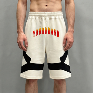 Fabricant de vêtements en gros – Short homme surdimensionné bicolore 100 % coton, style streetwear, taille élastique - Product Image 1