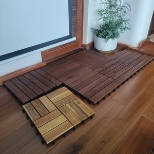 Modern <b>Brushed</b> Waterproof Wood Grain Moisture Proof Wood Plastic Composites Outdoor Square Dual Lock Interlocking Eco-Friendly - Product Image 2