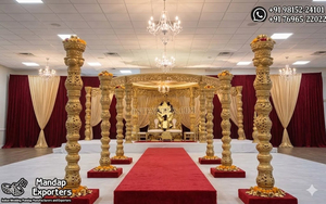 Mandap doré traditionnel pour mariage népalais, Mandaps royaux pour mariage australien, Mandap majestueux de style tamil pour mariage sud-indien - Product Image 5