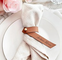 Anneau de serviette contemporain en cuir PU de qualité supérieure, porte-serviettes personnalisé avec nom, durable, écologique, pour mariage, fête, restaurant, hôtel, salle à manger