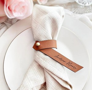 Premium PU Leather Contemporary Napkin <b>Ring</b> Custom <b>Name</b> Table Holder Durable Eco-Friendly Wedding Party Restaurant Hotel Dining - Product Image 2