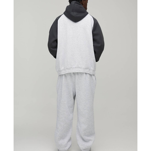 Ensemble de jogging personnalisé bicolore, coupe oversize, en molleton de coton épais, écologique, respirant, avec capuche, pour homme - Product Image 4