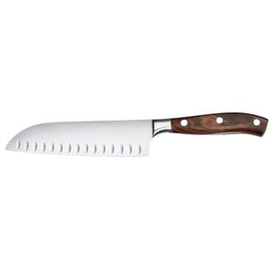 Cuchillo Santoku de 17 cm, Acero Inoxidable, Filo Granton, Cuchillo de Cocina para Picar y Rebanar con Mango Ergonómico de Madera Marrón con Triple Remache - Product Image 2