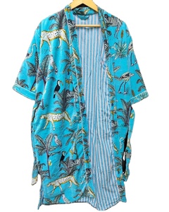 Indian Manufacturer and Exporter's Winter Cotton Velvet Robe Jungle Print <b>Kimono</b> <b>Jacket</b> Bridal Puffer <b>Jacket</b> by the Company - Product Image 1