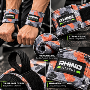 สายรัดข้อมือลายพรางคุณภาพสูง Rhino Fitness สำหรับยกน้ำหนัก พร้อมแถบตีนตุ๊กแก สำหรับออกกำลังกาย - Product Image 6