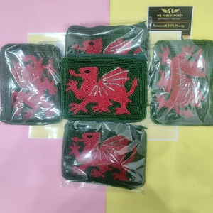 Grüner walisischer roter Drache Perlen-Reißverschlussbeutel Handbestickte Münzbörse Geldbörse Handgefertigter walisischer Drachen-Kosmetikbeutel - Product Image 4