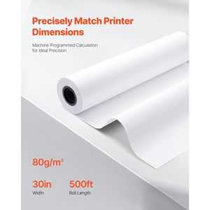 Rotolo di carta per plotter grande formato 30 pollici x 500 piedi, confezione da 2 rotoli di carta Bond per CAD da 20 libbre con anima da 3 pollici - Product Image 3