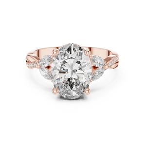 14K Yellow Gold Round, Marquise & Oval Lab-Grown <b>Diamond</b> Engagement Ring for Women | New Grown <b>Diamond</b> - Product Image 3