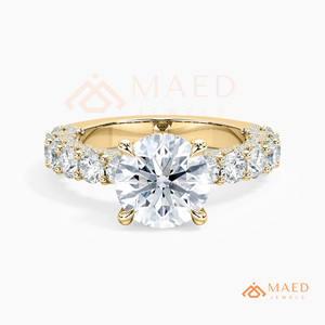 Anillo de Moissanita con Racimo Redondo para Mujer, Tono Dorado, Joyería de Compromiso y Aniversario, Estilo Elegante para Uso Diario - Product Image 5