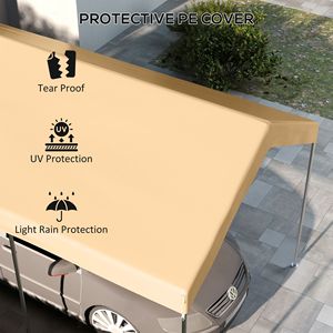 Telo di Ricambio per Tettoia Auto 6x3m Beige con Protezione UV e Corde Elastiche per Camion - Product Image 6