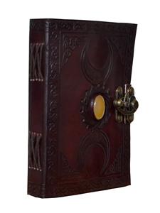 Carnet de notes en cuir vintage fait main, personnalisable, cadeau pour elle, papier vieilli à bords festonnés, couverture rigide, logo gaufré, style médiéval, pour les voyages - Product Image 2