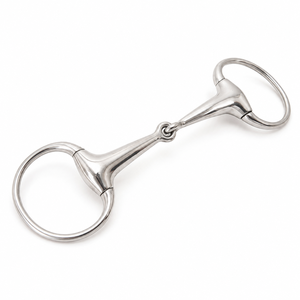 Brida de boca hueca de acero inoxidable Bamaco D-440 con anillas grandes, de una sola articulación, para equitación. - Product Image 3