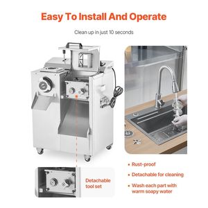 Tritacarne Elettrico 14 Libbre/Min con Affettatrice e Insaccatrice, Lama in Acciaio Inossidabile per Macchina per Salsicce - Product Image 5