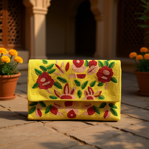 Bolso de Mano Tradicional Indio de Lujo Hecho a Mano con Cuentas de Vidrio y Asa de Baguette, Bolso Tote Premium Artesanal y Duradero, Promocional - Product Image 3