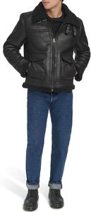 Mens Vintage Faux Leather Breathable <b>Jacket</b> <b>Lightweight</b> Knitted Turn Collar 4 Season Coat - Product Image 6