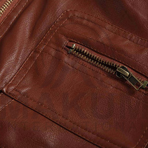 Blouson de moto en cuir pour homme, col montant, respirant, écologique, coupe-vent, blouson bomber pour la conduite hivernale 2024 - Product Image 5