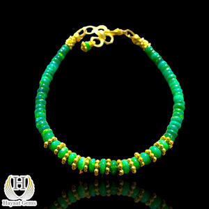 HAYAAT GEMS Green Opal Charm <b>Bracelet</b> <b>Gold</b> <b>Beaded</b> Sterling Silver Dainty Handmade Unisex Trendy Jewelry - Product Image 2