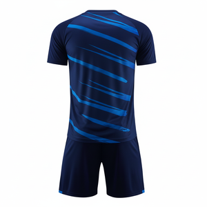 Camiseta de Fútbol de Manga Corta Azul Marino para Hombre, Cuello Redondo, Absorbe la Humedad, Ropa Deportiva de Poliéster, Diseño a Rayas, para Todas las Temporadas - Product Image 4