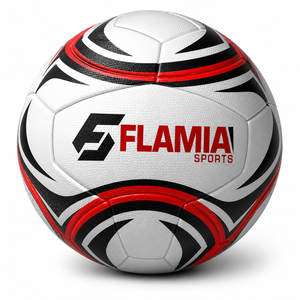 ฟุตบอล Flamia Sports รุ่น TB-001 ขนาด 5 ลายสั่งทำพิเศษ แบบเชื่อมด้วยความร้อน สีขาวแดง ทนทาน โลโก้แบบมีสไตล์ ไส้บอลบิวทิล ใช้ได้ทั้งในร่ม/กลางแจ้ง - Product Image 1
