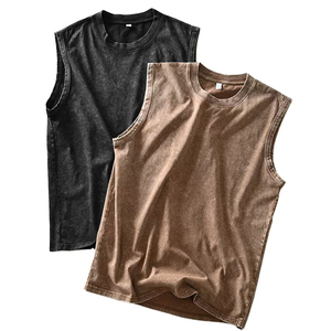 Débardeur Homme Personnalisé Ample Décontracté Haute Qualité Effet Délavé Vintage Sans Manches T-shirt 230 g/m² 100% Coton Prix Abordable 2026 - Product Image 1