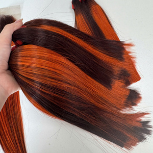 Precio al por mayor 100% Raw Virgin Vietnamita Humano Encaje Peluca Trama Hueso Recto Piano Naranja Super Doble Extensiones de cabello - Product Image 4