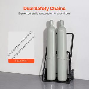 Carrito para Cilindros de Soldadura Doble, Capacidad de Peso Estático de 440 LBS, Ruedas Sólidas de 10 Pulgadas para Tanques de Oxígeno y Acetileno, Equipo de Soldadura - Product Image 6