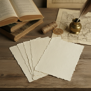 Papel Vintage A2 Hecho a Mano con Borde Decorado, 150 GSM, Hojas en Blanco de Algodón Reciclado para Acuarela, OEM, Venta al Por Mayor - Product Image 1