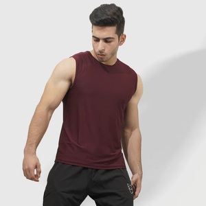 Débardeur sans manches col rond pour homme, rayures marron et blanches, imprimé au dos, séchage rapide, respirant, 100 % coton, tricoté décontracté - Product Image 4