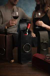 Porte-vin en cuir véritable robuste pour l'extérieur, étui de protection pour bouteille de vin avec logo personnalisé, sac cadeau de voyage vintage LEB-0096 - Product Image 3