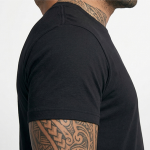 T-shirts noirs unis à manches courtes 100% coton col rond pour hommes, vêtements de sport, t-shirts épais pour hommes - Product Image 4