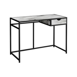 Scrivania Moderna per Ufficio Domestico 42L in Laminato Effetto Marmo Bianco con Cassetto Portaoggetti in Metallo Nero - Product Image 2