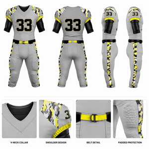 Custom American Football Team Uniform Jersey Pants Set 100% Polyester Breathable Sublimation Printing Durable Athletic Front - Product Image 6