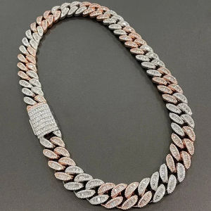 Collar Personalizado de Plata de Ley 925, Chapado en Oro de Dos Tonos, Eslabones Cubanos Miami de 20 mm, con Moissanita VVS1, 22 Pulgadas - Product Image 5