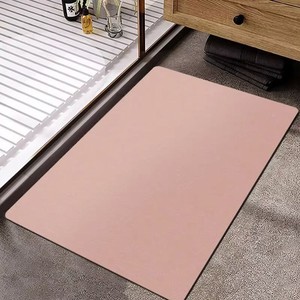 Minimalist Rectangle Bath Mat Solid Color Microfiber Anti Slip <b>Rubber</b> Backing For Bathroom <b>Floor</b> Green For Bathroom <b>Floor</b> - Product Image 5