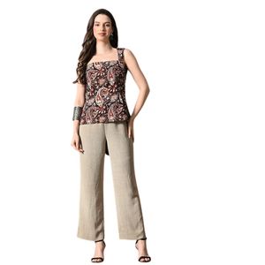 Kurti Corto con Estampado Floral para Mujer, Diseño Moderno con Cuello Cuadrado y Espalda Descubierta con Lazos, Sin Mangas - Product Image 1