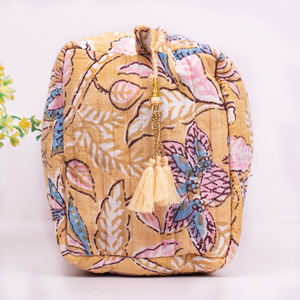 Bolsa de Maquillaje Portátil Grande, Multifuncional, Reutilizable, con Estampado Floral, Ecológica, Resistente al Agua, Hecha a Mano con Algodón Orgánico - Product Image 4