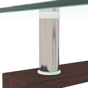 Modern Rectangle Glass Coffee <b>Table</b> 38.6" <b>Clear</b> Tempered Top MDF Walnut Living Room Home Bar - Product Image 5
