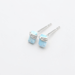 Elevated Minimalist <b>Turquoise</b> <b>Stud</b> <b>Earrings</b> Brass Gemstone Silver Finish Ear <b>Studs</b> Wholesale 2026 Handmade Wearable Art - Product Image 2
