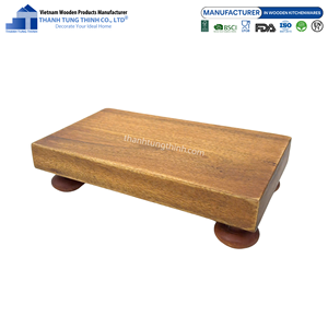 Bandeja de madera rectangular para servir sushi, acabada con aceite, hecha a mano, apta para alimentos, uso doméstico, hecha en Vietnam - Product Image 3