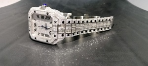 Reloj de Lujo para Hombre con Números Romanos, Plateado, Cuadrado, Automático, con Diamantes Baguette y Moissanita, Estilo Hip Hop Vintage - Product Image 3