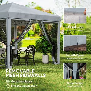 Gazebo Pop-Up Grigio 10x20 per Esterni con 6 Pareti Laterali in Rete per Feste, Eventi, Giardino e Prato - Product Image 6