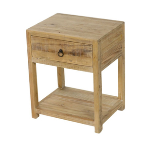 Solid <b>Reclaimed</b> Wood Pine Nightstand With Drawer And Shelf Antique Style Bedroom Furniture - Product Image 3