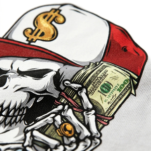 Sudadera con Capucha Gris para Hombre, Estampado de Calavera y Dinero, Estilo Hip Hop, Diseño con Logotipo Frontal, Corte Regular, para Otoño - Product Image 4