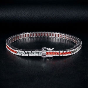 Bracelet tennis 5 mm en argent sterling 925 avec diamants multicolores cultivés en laboratoire, bijoux de luxe de créateur pour hommes, vente en gros - Product Image 1