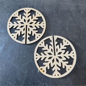 Adorno Navideño de Madera Natural con Forma de Copo de Nieve, Corte Láser, Rebanada de Madera en Blanco, Decoración Navideña, Directo de Fábrica - Product Image 1